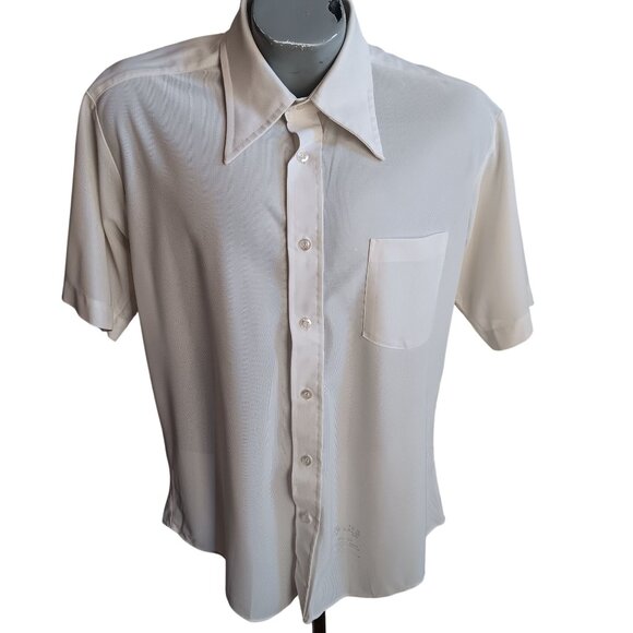 16.5 Large Men's Vintage Sears Perma-Prest 1970's Slinky Nylon Knit Thin - Picture 2 of 8